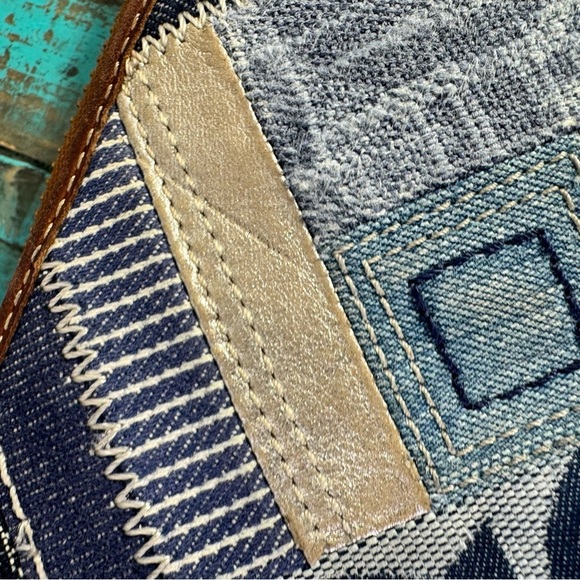 Y2K Vintage Coach Women's Blue Denim Brand Logo Patchwork Canvas Wallet - Picture 3 of 16